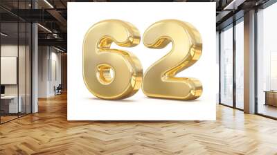 3D Golden Number 62 With Generative AI Wall mural