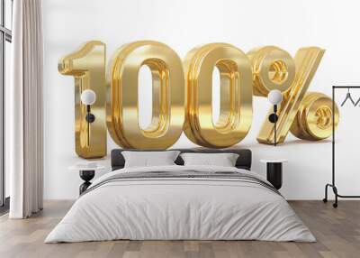 3d Number 100 Percent Gold Wall mural