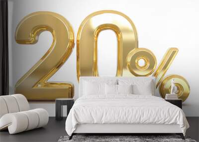 3d Number 20 Percent Gold Wall mural