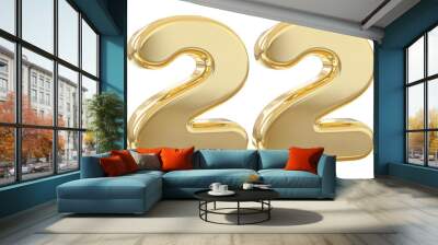 3d number 22 gold Wall mural