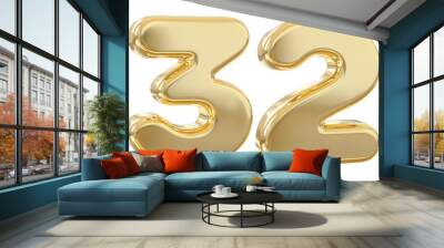 3d number 32 gold Wall mural