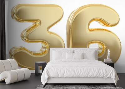 3d number 36 gold Wall mural