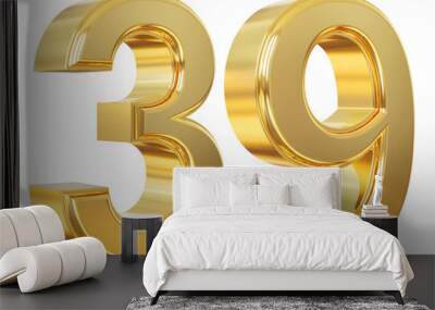 3d number 39 gold Wall mural