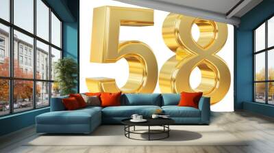 3d number 58 gold Wall mural