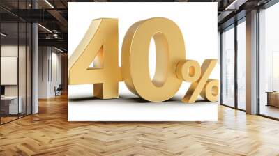 40 Percent Off Sale Gold Number 3D Render Wall mural