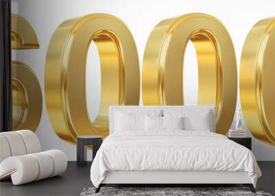 6000 follower number 3d gold Wall mural