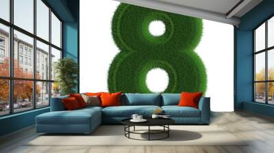 8 Number Grass Green 3d Render Wall mural