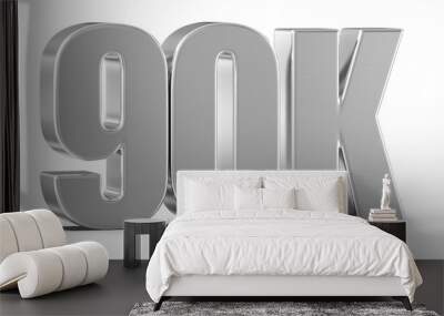 90k Followers Silver Number 3D Render Wall mural