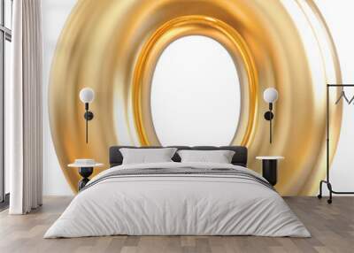 Alphabet Letter O Gold 3d font Wall mural