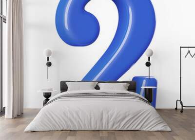 Blue 3D Number 2 Wall mural