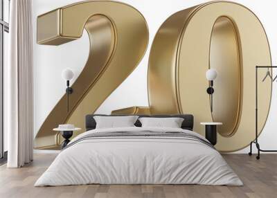 Gold 3D Number 20 Wall mural