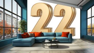 Gold 3D Number 22 Wall mural