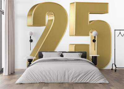 Gold 3D Number 25 Wall mural