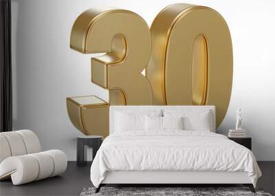 Gold 3D Number 30 Wall mural