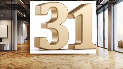 Gold 3D Number 31 Wall mural