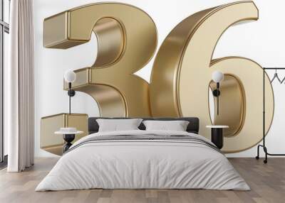 Gold 3D Number 36 Wall mural