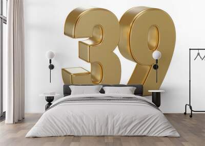 Gold 3D Number 39 Wall mural