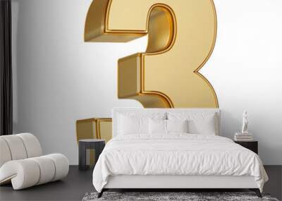 Gold 3D Number 3 Wall mural