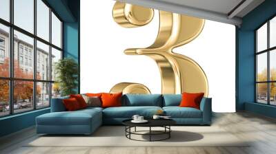 Gold 3D Number 3 Wall mural