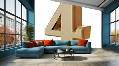 Gold 3D Number 4 Wall mural