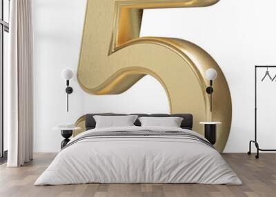 Gold 3D Number 5 Wall mural