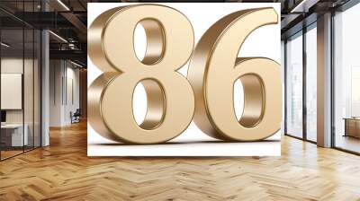 Gold 3D Number 86 Wall mural