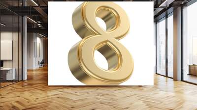 Gold 3D Number 8 Wall mural