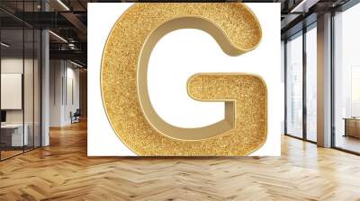 Gold Glitter 3D Font Letter G uppercase Wall mural