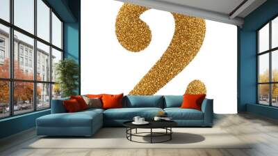 Gold Glitter 3D Number 2 Wall mural