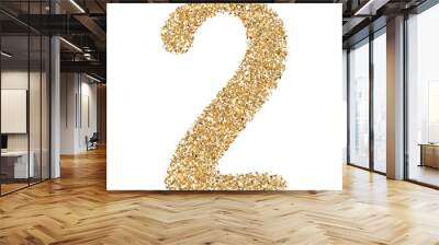 Gold Glitter Number 2 Wall mural