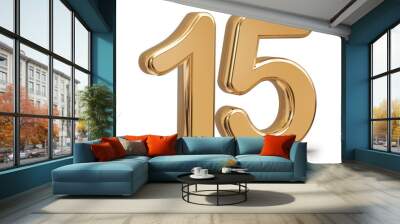 Golden 3d number 15 Wall mural