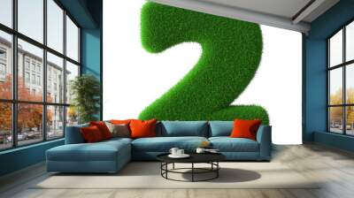 Grass Green 3D Number 2 Wall mural