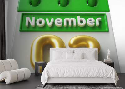 November 2 - 3d Calendar Icon Render Wall mural