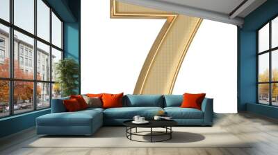 Number 7 . 3D render golden number Wall mural