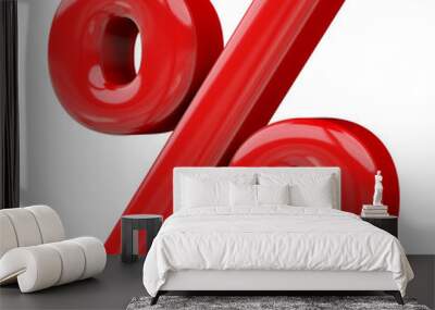 Percentage symbol red 3d render Wall mural