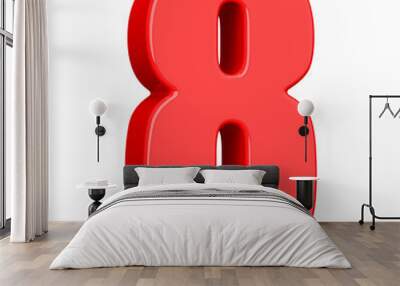 Red 3D Number 8 Wall mural