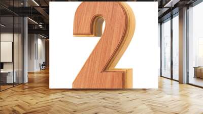 Wooden 3D Number 2 Wall mural