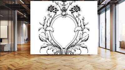 Vector wedding crest floral branch design Wall mural