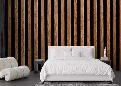 Texture of wood lath wall background. Seamless pattern of modern wall paneling with vertical wooden slats for background Wall mural