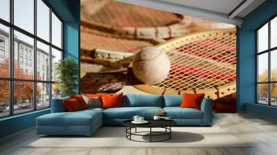 wooden tennis racket Wall mural