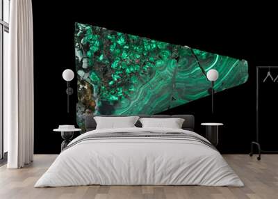 Malachite specimen is a green mineral stone for make lucky and charming in life with black isolated  Wall mural