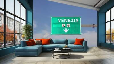 Big traffic sign with text Venezia Wall mural