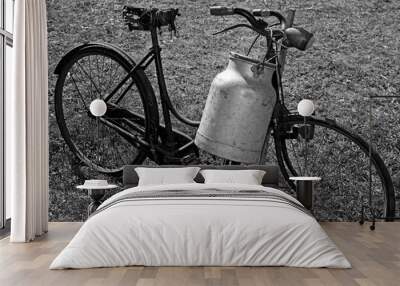 old bicycle of a milkman with black and white effect Wall mural