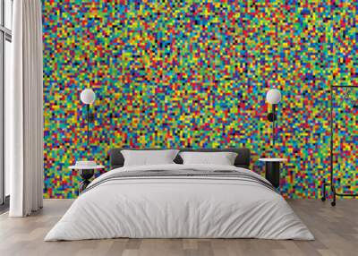 tiny colorful squares arranged in rows and columns perfect as a cheerful and colorful background Wall mural