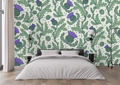 Scottish seamless colorful pattern with thistle flower Wall mural