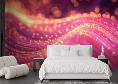 Cosmetic Rush: Vertical Pink & Gold Glowing Abstract abstract background with gold pink color glowing moving high speed line and wave and bokeh lights vertical to vertical Wall mural