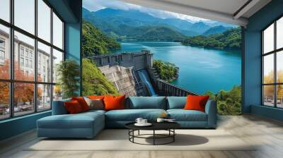 EcoDam Hydro Power Plant: Harnessing Nature's Power for a Green Future Wall mural