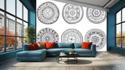 set of hand drawn mandalas.can be used for coloring books, tatto Wall mural