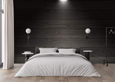 Interior room dark wooden plank floor, used as studio background,wall to display your products. Wall mural