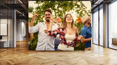 group of friends making a party, have fun together	 Wall mural